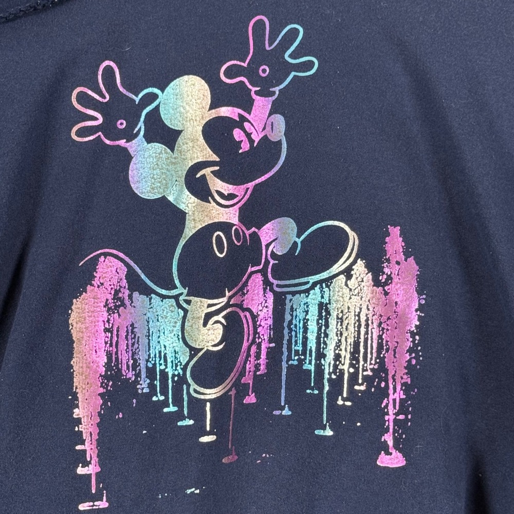 Disney Land World of Color Hoodie Mickey Mouse Graphic Pullover Sweatshirt L